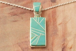 Calvin Begay Genuine Kingman Turquoise Sterling Silver Pendant